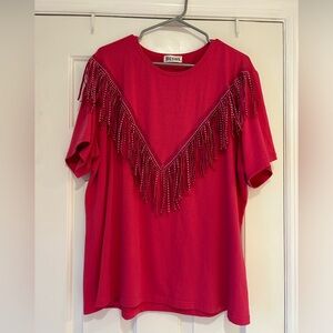 Women's plus size Fringe tshirt